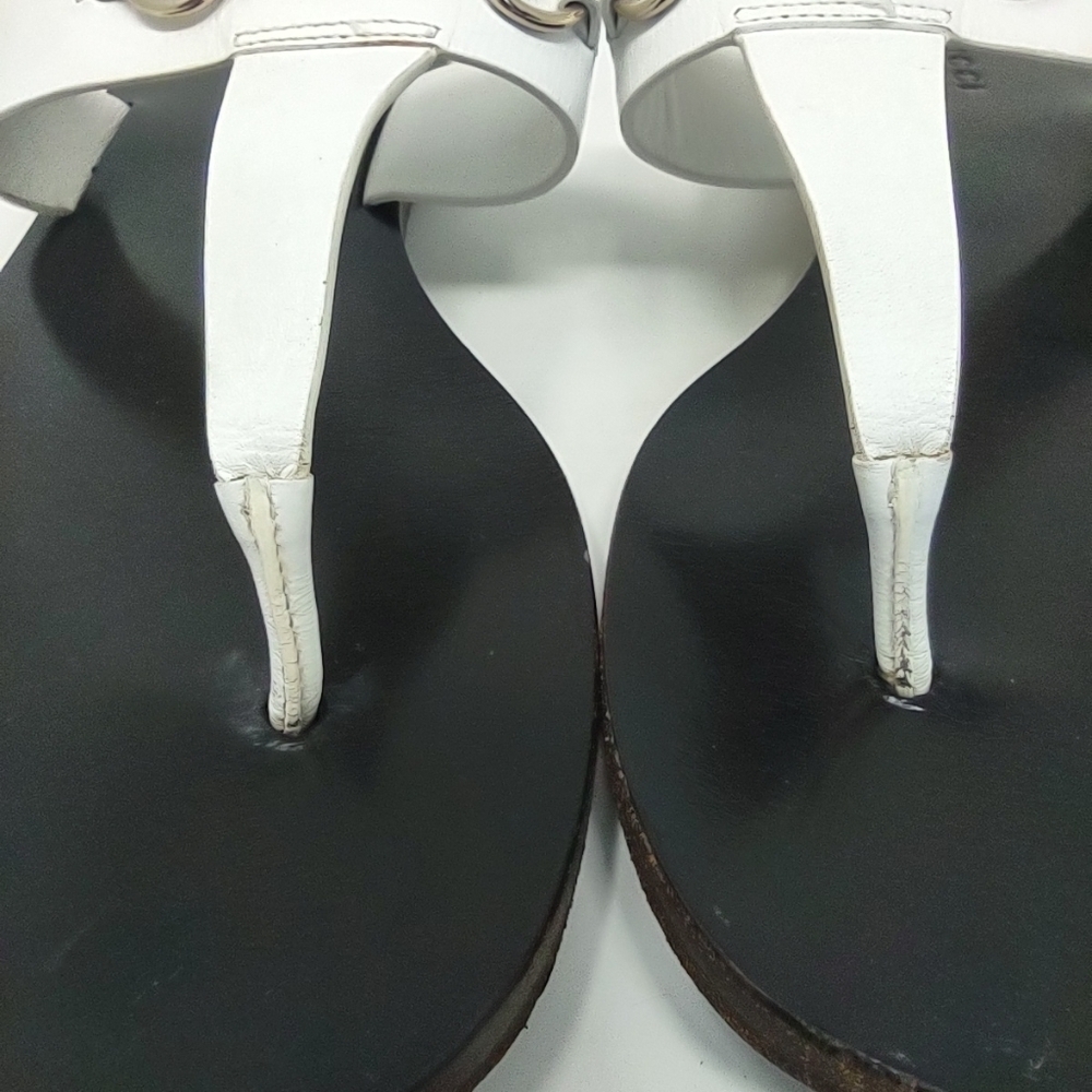Gucci 37 Marcy horsebit thong sandals white leather flip flops flats - Picture 8 of 12